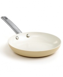 Embrace a healthier approach to prepping your favorite dishes. A ceramic nonstick interior and aluminum body promote low-fat to no-fat cooking with a quick release surface that evenly heats food and cleans up quick. The classic straight-sided shape keeps messes and spills inside the pan, and riveted stainless steel handles provide a secure, confident grip. Lifetime warranty. Embrace a healthier approach to prepping your favorite dishes. A ceramic nonstick interior and aluminum body promote low-fat to no-fat cooking with a quick release surface that evenly heats food and cleans up quick. The classic straight-sided shape keeps messes and spills inside the pan, and riveted stainless steel handles provide a secure, confident grip. Lifetime warranty.