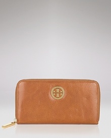 Accent every look with Tory Burch's continental wallet in supple washed leather. Accent every look with Tory Burch's continental wallet in supple washed leather.