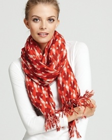 A large oblong scarf in a gorgeous tribal-inspired pattern.