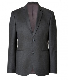 With its chic modern cut and cool raw-finished trim, Each Others grey wool blazer is a must-have staple for edgy urban wardrobes - Notched lapel, long sleeves, buttoned cuffs, double buttoned front, slit pockets, back vent - Contemporary slim fit - Team with jeans and moto boots, or try with velvet trousers and crisply tailored button-downs With its chic modern cut and cool raw-finished trim, Each Others grey wool blazer is a must-have staple for edgy urban wardrobes - Notched lapel, long sleeves, buttoned cuffs, double buttoned front, slit pockets, back vent - Contemporary slim fit - Team with jeans and moto boots, or try with velvet trousers and crisply tailored button-downs