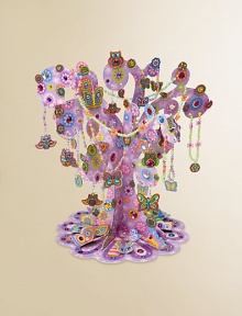 Create enchanted charms and accessories and then decorate a dazzling tree with jewelry you made with owls, butterflies and flowers. Set includes 11 tall display tree with 3D butterflies, 60 pre-cut Shrinky Dinks shapes, 100 sticky gems, 8 colored pencils, beads, 10 earring hooks, 30 jump rings, 30 glue dots, beading needle and instructions.11 tallRecommended for ages 6 and upImported