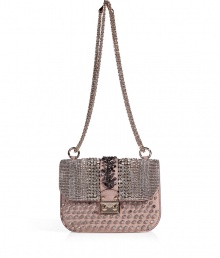 Glamorize every look with Valentinos exquisitely embellished powder pink leather shoulder bag, detailed with a chain-link strap for that impossibly ladylike feel - Push-stud closure, removable chain shoulder strap, inside zippered back wall pocket - Carry as a pretty polish to cocktail dresses Glamorize every look with Valentinos exquisitely embellished powder pink leather shoulder bag, detailed with a chain-link strap for that impossibly ladylike feel - Push-stud closure, removable chain shoulder strap, inside zippered back wall pocket - Carry as a pretty polish to cocktail dresses