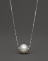 Cultured freshwater pearl necklace in white gold.