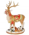 Incorporate elements of nature into your decor with Fitz and Floyd's Bountiful Holiday deer figurine, a majestic table centerpiece or accent on your mantel. Elaborate sculpting on the animal and details below make a lasting impression.