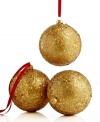 You're golden. Sparkling ball ornaments lend effortless splendor to your tree in shatterproof glass from Kurt Adler.