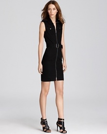 A workweek staple, this Burberry Brit shirt dress marries a sleek silhouette with on-trend detailing. An tie- waist belt crafts a feminine silhouette, while an exposed zipper adds a touch of downtown cool.