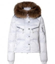 Maximize your sporty, slope-ready style in this ultra-luxe fur-trimmed down jacket from Jet Set - Raccoon fur-trimmed hood, concealed front zip closure with front snap placket, long sleeves, zip pockets and slash pockets, quilted - Fitted silhouette - Pair with jeans or leggings for the city and chic ski pants for the slopes Maximize your sporty, slope-ready style in this ultra-luxe fur-trimmed down jacket from Jet Set - Raccoon fur-trimmed hood, concealed front zip closure with front snap placket, long sleeves, zip pockets and slash pockets, quilted - Fitted silhouette - Pair with jeans or leggings for the city and chic ski pants for the slopes