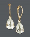 Add a perfect last-second touch in pale pastels. These teardrop-shaped earrings feature faceted green quartz (5-1/2 ct. t.w.) in a rich 14k gold setting. Approximate drop: 1 inch.