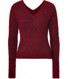 Cozy and chic, Theyskens Theorys textural knit pullover is a contemporary cool choice guaranteed to amp up your outfit - V-neckline in front and back, long sleeves, ribbed trim - Cropped, slim fit - Wear with long tissue tees and favorite skinnies, or layer over tailored sheath dresses with opaque tights and booties Cozy and chic, Theyskens Theorys textural knit pullover is a contemporary cool choice guaranteed to amp up your outfit - V-neckline in front and back, long sleeves, ribbed trim - Cropped, slim fit - Wear with long tissue tees and favorite skinnies, or layer over tailored sheath dresses with opaque tights and booties