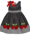 The perfect pick. Polka dots and stripes combine for a Bonnie Jean dress that stands out just as much as your special girl does.