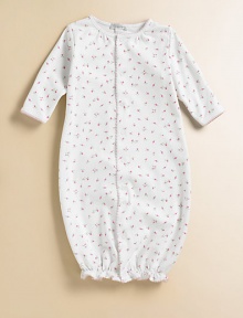 A witty take on the classic coverall, this rose-printed design in soft pima cotton, easily converts to a cozy gown.Front button closure Snap bottom Legs have elastic cuffs Pima cotton Machine wash Imported Please note: Number of snaps may vary depending on size ordered. A witty take on the classic coverall, this rose-printed design in soft pima cotton, easily converts to a cozy gown.Front button closure Snap bottom Legs have elastic cuffs Pima cotton Machine wash Imported Please note: Number of snaps may vary depending on size ordered.