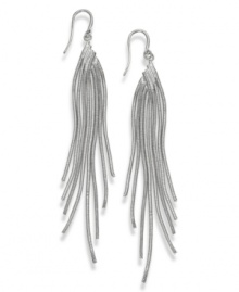 Wispy and whimsical. Alfani's sweeping earring style features graduated linear drops in silver tone mixed metal. Approximate drop: 3-5/8 inches. Wispy and whimsical. Alfani's sweeping earring style features graduated linear drops in silver tone mixed metal. Approximate drop: 3-5/8 inches.
