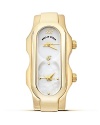 Dual quartz movement signature mini watch head in gold plated stainless steel from Philip Stein.