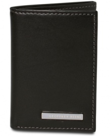A neat little leather wallet from Geoffrey Beene with six credit card pockets and an ID case that-thanks to the ingenious design-folds down to a size not much bigger than a single card. A neat little leather wallet from Geoffrey Beene with six credit card pockets and an ID case that-thanks to the ingenious design-folds down to a size not much bigger than a single card.