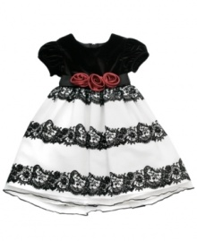 Your little princess will feel like a true grown-up in this beautiful velvet floral dress by Rare Editions. Your little princess will feel like a true grown-up in this beautiful velvet floral dress by Rare Editions.