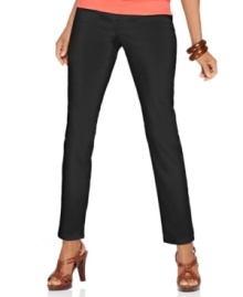 Style&co.'s petite pants feature a sleek slim-fitting silhouette with the ease of a pull-on waist--sure to become a favorite pair!