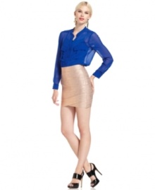 Go for the gold with BCBGMAXAZRIA's sexy crisscross-wrapped bandage skirt! Go for the gold with BCBGMAXAZRIA's sexy crisscross-wrapped bandage skirt!