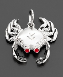 Ocean lovers delight! This cute crab charm by Rembrandt Charms is crafted in sterling silver & red crystal accents. Approximate drop: 3/4 inches. Ocean lovers delight! This cute crab charm by Rembrandt Charms is crafted in sterling silver & red crystal accents. Approximate drop: 3/4 inches.