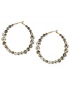 Stunningly stylish. This pair of hoop earrings from RACHEL Rachel Roy is crafted from gold-tone and silver-tone mixed metal with glass stones adding texture. Approximate drop: 2 inches. Approximate diameter: 2 inches.