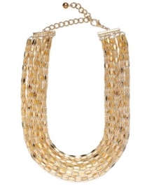 Cover your neckline in layers of shimmering elegance with this five-row necklace from Sequin. Crafted in 14k gold-plated mixed metal. Approximate length: 15 inches + 4-inch extender.