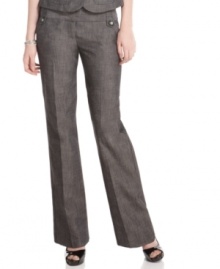 Rock fashion-forward style everywhere you go with these wide-leg chambray trousers from BCX!