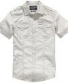 Cool military styling lets this casual shirt from Ecko Unltd fall instantly in line.