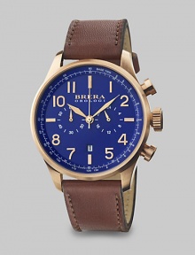 From the Classico collection, this handsome design exudes a sporty side, with chronograph movement in stainless steel casing and a genuine leather strap bracelet.Chronograph movementRound bezelWater resistant to 10ATMDate display at 6 o'clockSecond handStainless steel case: 44mm(1.73)Leather braceletMade in Italy