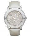 A cluster of clear crystals lend an elegant touch to this casual watch from DKNY.