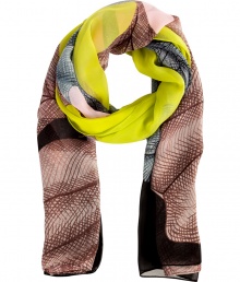 An easy way to work a pop of color into your outfit, Diane von Furstenbergs washed silk chiffon scarf is both uplifting and chic - Sheer washed silk chiffon - Wrap around tailored sheath dresses or pair with a boyfriend blazer and tee An easy way to work a pop of color into your outfit, Diane von Furstenbergs washed silk chiffon scarf is both uplifting and chic - Sheer washed silk chiffon - Wrap around tailored sheath dresses or pair with a boyfriend blazer and tee