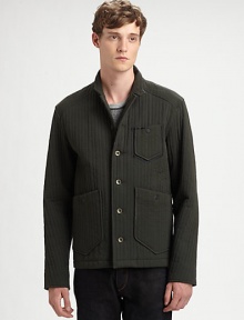 A new layering favorite for this season's cool, breezy nights, in classic-fitting cotton with a ribbed finish.Button-frontChest, waist patch pocketsAbout 27 from shoulder to hemCottonDry cleanMade in USA A new layering favorite for this season's cool, breezy nights, in classic-fitting cotton with a ribbed finish.Button-frontChest, waist patch pocketsAbout 27 from shoulder to hemCottonDry cleanMade in USA