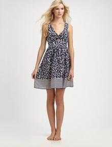 For those mad for vintage-inspired designs and playful prints, a flattering flared skirt completes the look. Bow-adorned, keyhole v-necklineSleevelessElasticized waistBack button closureOpen-back design70% cotton/30% silkHand washImported For those mad for vintage-inspired designs and playful prints, a flattering flared skirt completes the look. Bow-adorned, keyhole v-necklineSleevelessElasticized waistBack button closureOpen-back design70% cotton/30% silkHand washImported