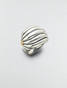 A high fluted dome of sterling silver, with the designer's signature imprint in 18k gold. Approx. ¾ wide Imported