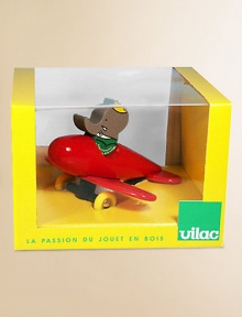 Made of wood with a shiny lacquer finish, Babar, in his classic green jacket and yellow crown, is ready to go flying with you in his very own airplane. This toy is truly a special treasure. Based in the mountains of France, Vilac has handcrafted high quality, classic, award winning toys since 1911.8.75 X 6.13 X 7.75Recommended for ages 2 and upMade in France Made of wood with a shiny lacquer finish, Babar, in his classic green jacket and yellow crown, is ready to go flying with you in his very own airplane. This toy is truly a special treasure. Based in the mountains of France, Vilac has handcrafted high quality, classic, award winning toys since 1911.8.75 X 6.13 X 7.75Recommended for ages 2 and upMade in France
