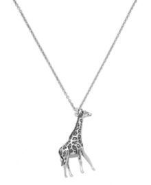 Infuse your look with a little wild. Fossil's safari-inspired pendant features an adorable giraffe accented by sparkling crystals. Set in silver tone mixed metal on a trendy long chain. Approximate length: 30 inches + 2-inch extender. Approximate drop: 1-3/4 inches.