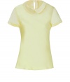 With its sweet round collar and glistening silk-satin, Steffen Schrauts short sleeve top is workweek essential packed with pairing possibilities - Round collar, short sleeves, slit with button closure at nape - Softly tailored fit - Wear with a pencil skirt and heels, or dress down with skinny jeans and your favorite flats