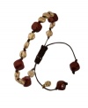 Bohemian beauty. Lucky Brand's hippie-chic style features a delicate leather strand strung with two tone mixed metal and plastic beads. Approximate diameter: 2-1/8 to 3 inches.