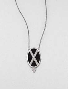From the Soho Collection. Rich black spinels accented with a white sapphire criss cross design set in sterling silver on a delicate link chain. Black spinel and white sapphireSterling silver Length, about 16Pendant size, about 1.2Lobster clasp closureImported From the Soho Collection. Rich black spinels accented with a white sapphire criss cross design set in sterling silver on a delicate link chain. Black spinel and white sapphireSterling silver Length, about 16Pendant size, about 1.2Lobster clasp closureImported