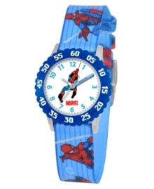 Your friendly neighborhood Spider-Man! Help your kids stay on time with this fun Time Teacher watch from Marvel. Featuring iconic character, Spider Man, the hands are clearly labeled for easy reading.