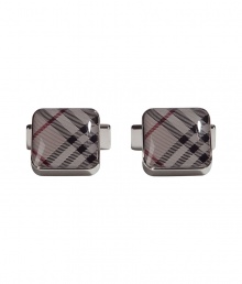 The distinctive logo check print informs these sophisticated cufflinks from Burberry London - Square shape, enamel check print - Perfect for your dressed up looks or as a thoughtful gift The distinctive logo check print informs these sophisticated cufflinks from Burberry London - Square shape, enamel check print - Perfect for your dressed up looks or as a thoughtful gift