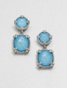 From the Ambrosia Collection. Beautifully faceted turquoise doublet stones set in sleek sterling silver in an elegant drop design. Turquoise doubletSterling silverDrop, about 1.25Post backImported From the Ambrosia Collection. Beautifully faceted turquoise doublet stones set in sleek sterling silver in an elegant drop design. Turquoise doubletSterling silverDrop, about 1.25Post backImported