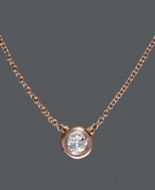 Polished to perfection. Add subtle shine to your look in Trio by Effy Collection's stunning pendant necklace. A bezel-set, round-cut diamond (1/5 ct. t.w.) shines in a 14k rose gold setting. Approximate length: 18 inches. Approximate drop: 1/4 inch. Polished to perfection. Add subtle shine to your look in Trio by Effy Collection's stunning pendant necklace. A bezel-set, round-cut diamond (1/5 ct. t.w.) shines in a 14k rose gold setting. Approximate length: 18 inches. Approximate drop: 1/4 inch.