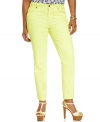 Get noticed with Hot Kiss' plus size skinny jeans, finished by a neon yellow wash-- they're so must-haves!