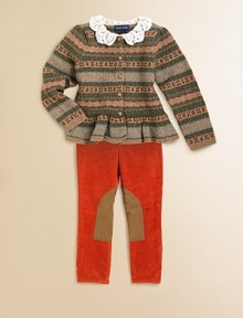 A preppy long-sleeved cardigan in signature Fair Isle cotton is updated with a pretty peplum hem and crocheted collar.Crocheted round collarLong sleeves with contrast cuffsButton-frontFlared peplum hemCottonHand washImported Please note: Number of buttons may vary depending on size ordered. A preppy long-sleeved cardigan in signature Fair Isle cotton is updated with a pretty peplum hem and crocheted collar.Crocheted round collarLong sleeves with contrast cuffsButton-frontFlared peplum hemCottonHand washImported Please note: Number of buttons may vary depending on size ordered.