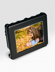 Simply use the included software to convert images from a computer to the album, then crop, resize & scroll through up to 4,000 photos manually or in a slideshow. Includes acrylic viewing stand, wrist strap & carrying case.High-contrast 10,000:1 ratio Built-in clock and calendar 128MB internal memory Converts JPG, TIF, GIF, PNG, BMP images Compatible with Windows Vista/XP/2000 and Mac 10.5/10.4Cable, AC adapter, software 3¼ X 2¾ X ½ Imported Simply use the included software to convert images from a computer to the album, then crop, resize & scroll through up to 4,000 photos manually or in a slideshow. Includes acrylic viewing stand, wrist strap & carrying case.High-contrast 10,000:1 ratio Built-in clock and calendar 128MB internal memory Converts JPG, TIF, GIF, PNG, BMP images Compatible with Windows Vista/XP/2000 and Mac 10.5/10.4Cable, AC adapter, software 3¼ X 2¾ X ½ Imported