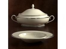 Classic platinum banded china proves to withstand the tests of time. This fashionable pattern has become a well established premier choice for formal settings. Covered Vegetable Bowl pictured behind Pasta/Soup Bowl. Classic platinum banded china proves to withstand the tests of time. This fashionable pattern has become a well established premier choice for formal settings. Covered Vegetable Bowl pictured behind Pasta/Soup Bowl.