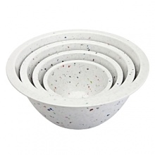 These unique mixing and prep bowls are made of recycled durable melamine. They would make a fun addition to any kitchen. The bowls nest for easy storage and are durable enough to for use with an electric mixer. They are perfect to use for indoor & outdoor entertaining. Stain resistant. These unique mixing and prep bowls are made of recycled durable melamine. They would make a fun addition to any kitchen. The bowls nest for easy storage and are durable enough to for use with an electric mixer. They are perfect to use for indoor & outdoor entertaining. Stain resistant.