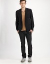 EXCLUSIVELY AT SAKS. Modern silhouette with a traditional feel, handsomely shaped in fine Italian virgin wool.ButtonfrontChest, waist patch pocketsRear ventAbout 19 from shoulder to hemWoolDry cleanMade in Italy