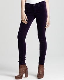 Exclusively at Bloomingdale's. Rendered in plush, stretchy velvet, these AG Adriano Goldschmied skinny pants are a fall must-have. Exclusively at Bloomingdale's. Rendered in plush, stretchy velvet, these AG Adriano Goldschmied skinny pants are a fall must-have.