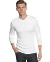 Thin out your layered look with this lightweight v-neck shirt from Calvin Klein.