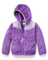 A lovely soft hoodie in luxe velour, accented with contrast shoulder panels and hood and finished logo embroidery at the left chest.